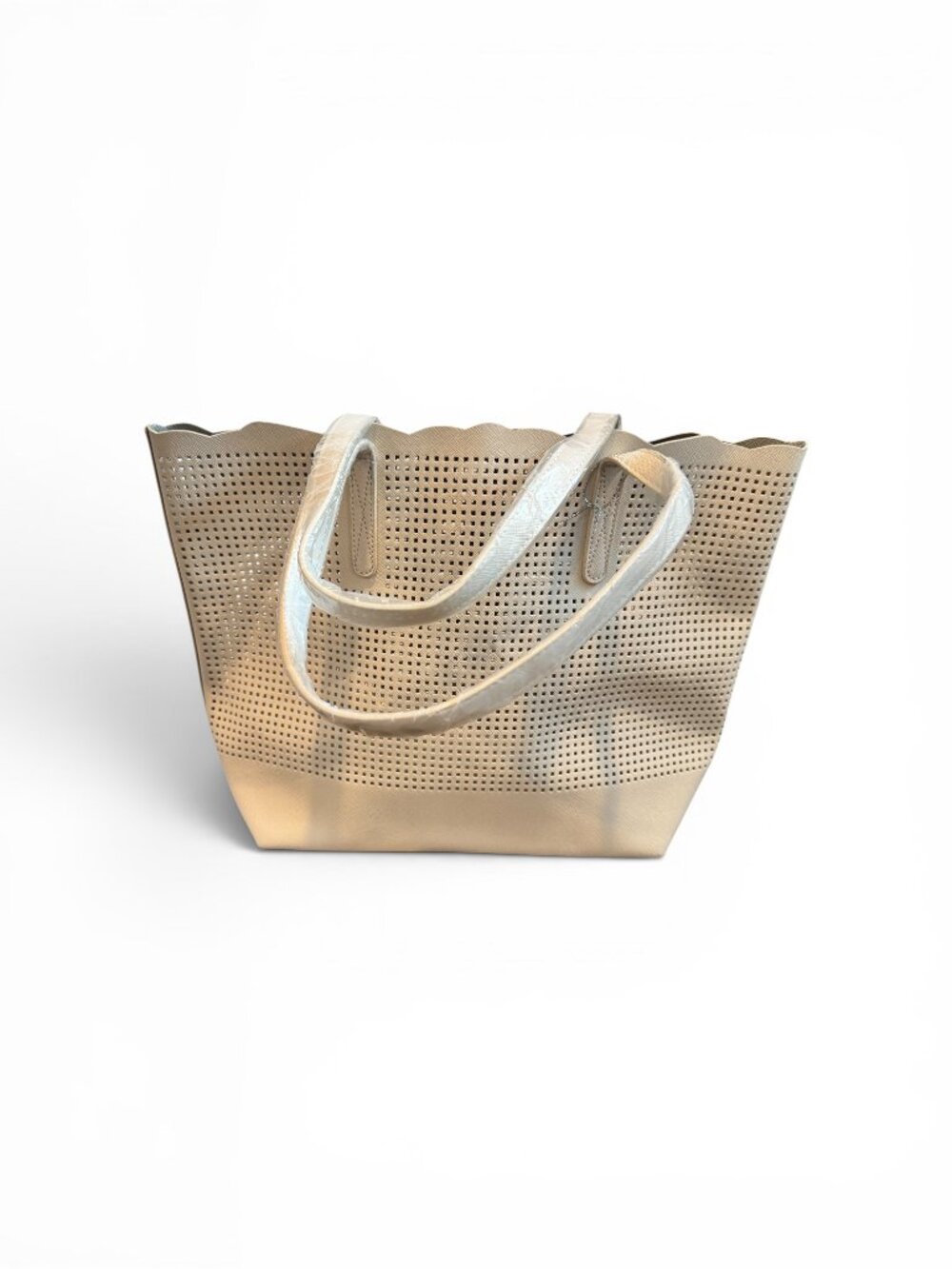 Neiman Marcus Exclusive Perforated  Scalloped Tote - New Without Tags